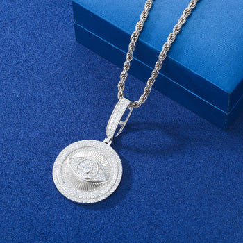 MOISSANIT-DIAMANT-ANHÄNGER MIT GEOMETRISchem „BÖSER AUGE“ 