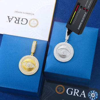 MOISSANIT-DIAMANT-ANHÄNGER MIT GEOMETRISchem „BÖSER AUGE“ 