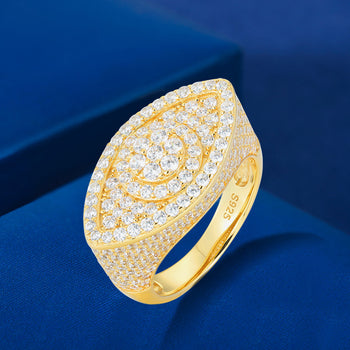 Bague œil maléfique en diamant et moissanite, en argent sterling 