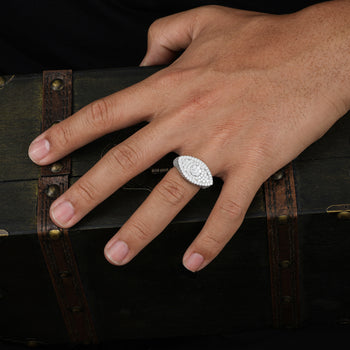 Bague œil maléfique en diamant et moissanite, en argent sterling 