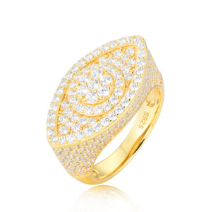 Bague œil maléfique en diamant et moissanite, en argent sterling 
