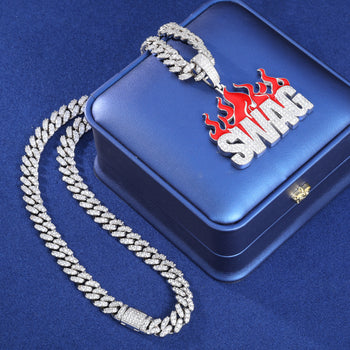 MOISSANIT-DIAMANT-FLAMMEN-ANHÄNGER AUS STERLINGSILBER