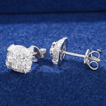 MOISSANITE DIAMOND FLOWER CROSS STUD EARRING IN STERLING SILVER