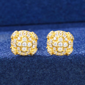 MOISSANITE DIAMOND FLOWER CROSS STUD EARRING IN STERLING SILVER