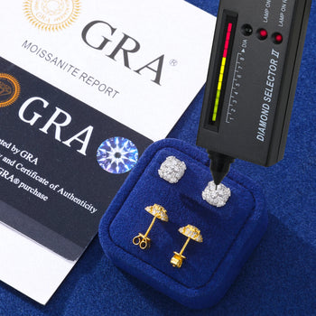 MOISSANITE DIAMOND FLOWER CROSS STUD EARRING IN STERLING SILVER