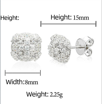 MOISSANITE DIAMOND FLOWER CROSS STUD EARRING IN STERLING SILVER