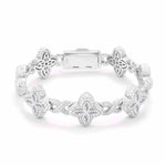 MOISSANITE DIAMOND FOUR LEAF CLOVER INFINITY LINK BRACELET IN STERLING SILVER