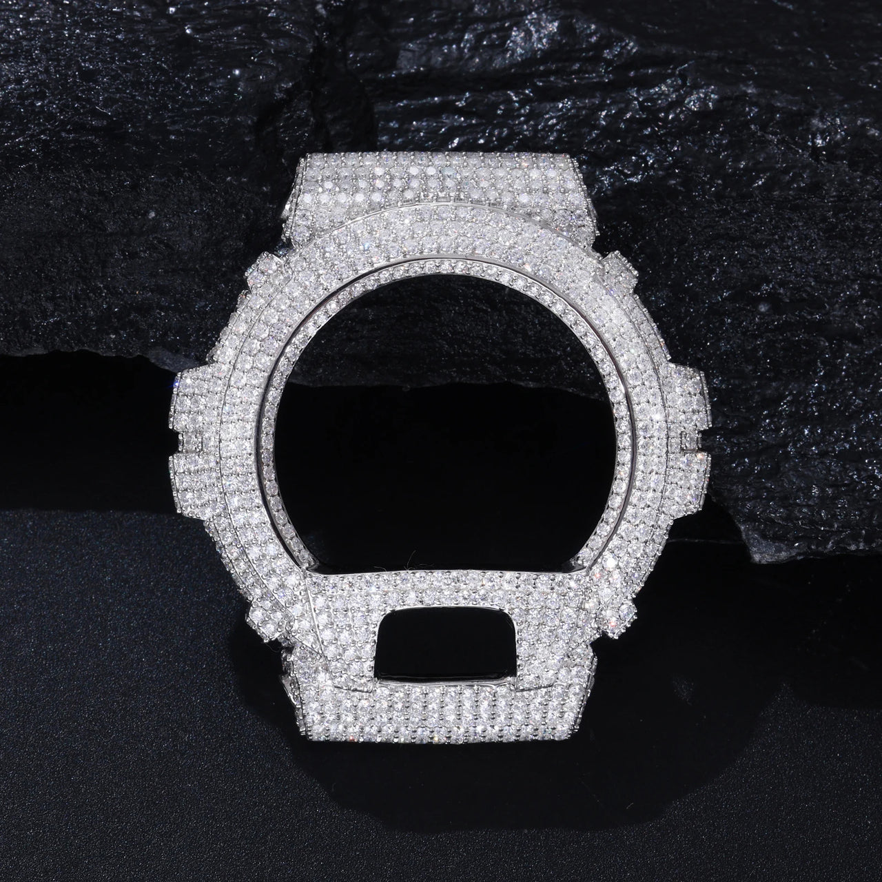 MOISSANITE DIAMOND WATCH BEZEL OR CASE IN STERLING SILVER FOR G-SHOCK DW6900