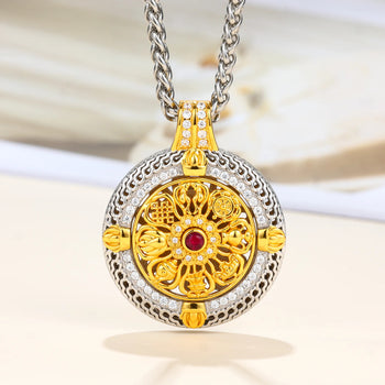 MOISSANITE DIAMOND VINTAGE SPINNER PENDANT IN STERLING SILVER