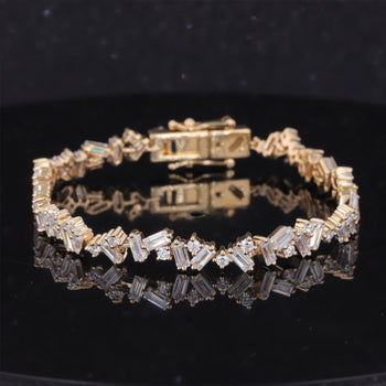 BAGUETTE MOISSANITE GEOMETRIC BRACELET IN 9K SOLID GOLD