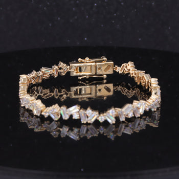BAGUETTE MOISSANITE GEOMETRIC BRACELET IN 9K SOLID GOLD