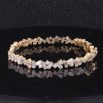 BAGUETTE MOISSANITE GEOMETRIC BRACELET IN 9K SOLID GOLD