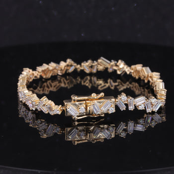 BAGUETTE MOISSANITE GEOMETRIC BRACELET IN 9K SOLID GOLD