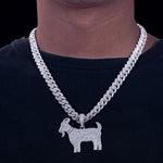 MOISSANITE DIAMOND GOAT PENDANT IN STERLING SILVER