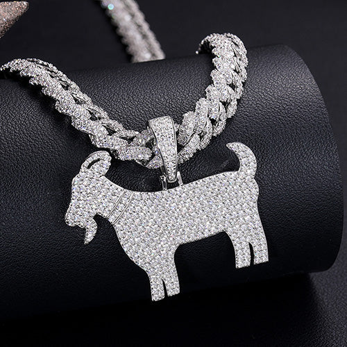 MOISSANITE DIAMOND GOAT PENDANT IN STERLING SILVER