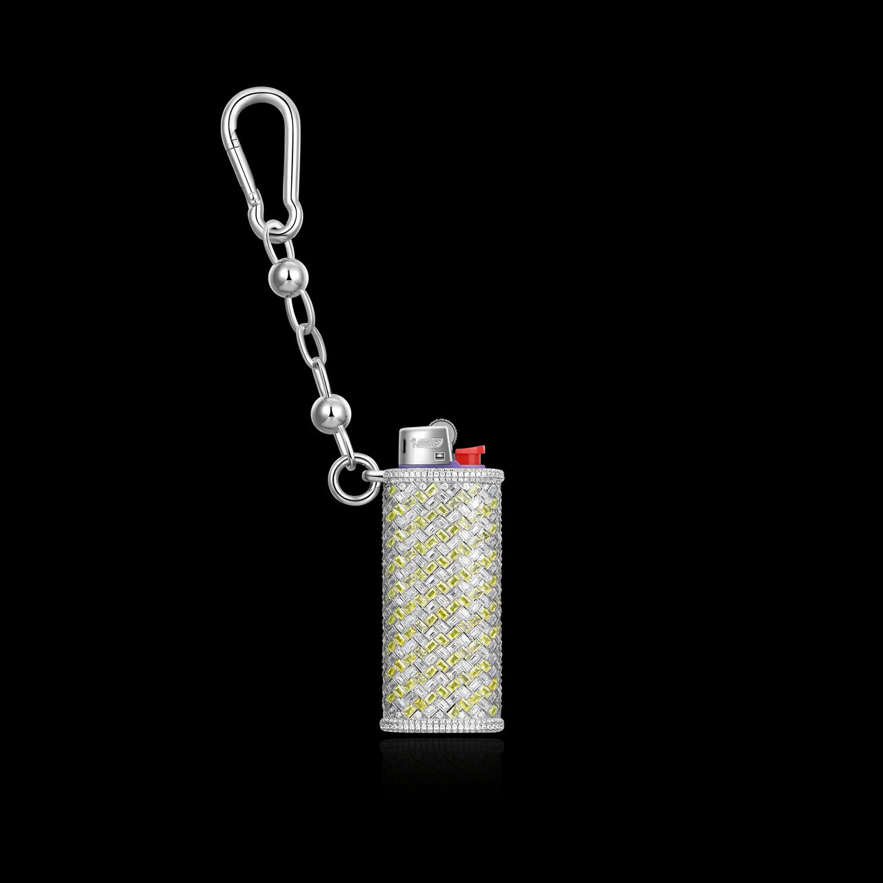 MOISSANITE DIAMOND GOLDEN WEAVE LIGHTER CASE IN STERLING SILVER