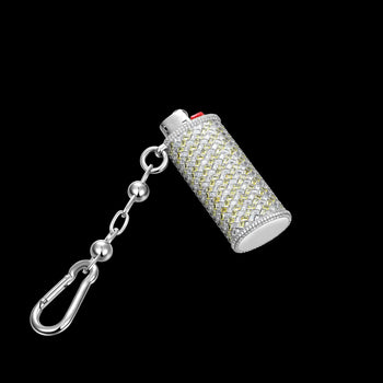 MOISSANITE DIAMOND GOLDEN WEAVE LIGHTER CASE IN STERLING SILVER
