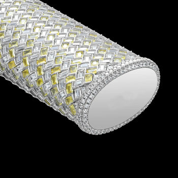 MOISSANITE DIAMOND GOLDEN WEAVE LIGHTER CASE IN STERLING SILVER