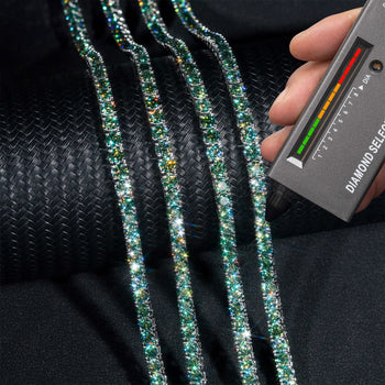 Chaîne de tennis en argent sterling sertie de diamants et de moissanite verte