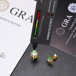 MOISSANITE DIAMOND GREEN CZ OVAL BEE-STING STUD EARRINGS IN STERLING SILVER