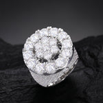 MOISSANITE DIAMOND HALO FLOWER RING IN STERLING CHAIN
