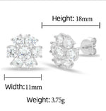 MOISSANITE DIAMOND HALO STYLE FLOWER CLUSTER EARRINGS IN STERLING SILVER