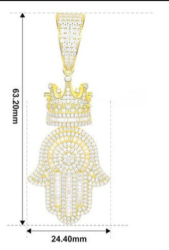 Pendentif main de Hamsa en argent sterling et diamants moissanite {STYLE 2}