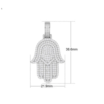 Pendentif main de Hamsa en argent sterling et diamants moissanite {STYLE 3}
