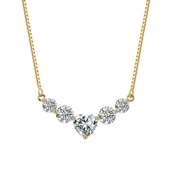 MOISSANITE DIAMOND HEART CHARM NECKLACE IN STERLING SILVER