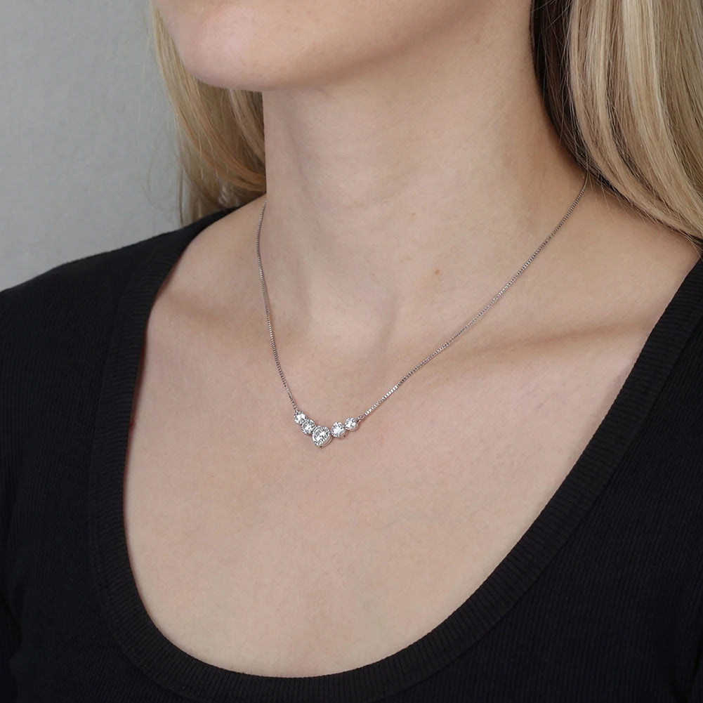 MOISSANITE DIAMOND HEART CHARM NECKLACE IN STERLING SILVER