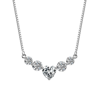 MOISSANITE DIAMOND HEART CHARM NECKLACE IN STERLING SILVER