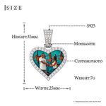 MOISSANITE DIAMOND HEART CUSTOM PHOTO PENDANT IN STERLING SILVER