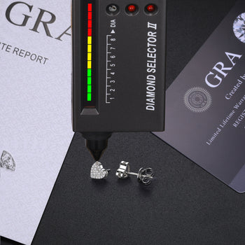 MOISSANITE DIAMOND HEART STUD EARRINGS IN STERLING SILVER - IVORY & EBONY