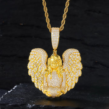 MOISSANITE DIAMOND HEAVENLY ANGEL PENDANT IN STERLING SILVER