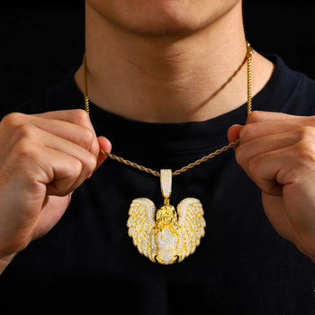 MOISSANITE DIAMOND HEAVENLY ANGEL PENDANT IN STERLING SILVER