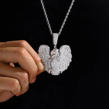 MOISSANITE DIAMOND HEAVENLY ANGEL PENDANT IN STERLING SILVER