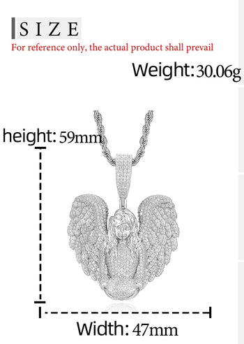 MOISSANITE DIAMOND HEAVENLY ANGEL PENDANT IN STERLING SILVER