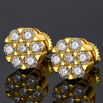 MOISSANIT-DIAMANT-OHRSTÖSSE MIT WABENFORM UND SCHRAUBVERSCHLUSS AUS STERLINGSILBER