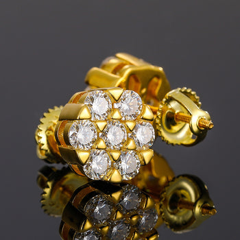 MOISSANIT-DIAMANT-OHRSTÖSSE MIT WABENFORM UND SCHRAUBVERSCHLUSS AUS STERLINGSILBER