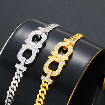 MOISSANITE DIAMOND HORSESHOE BRACELET IN STERLING SILVER