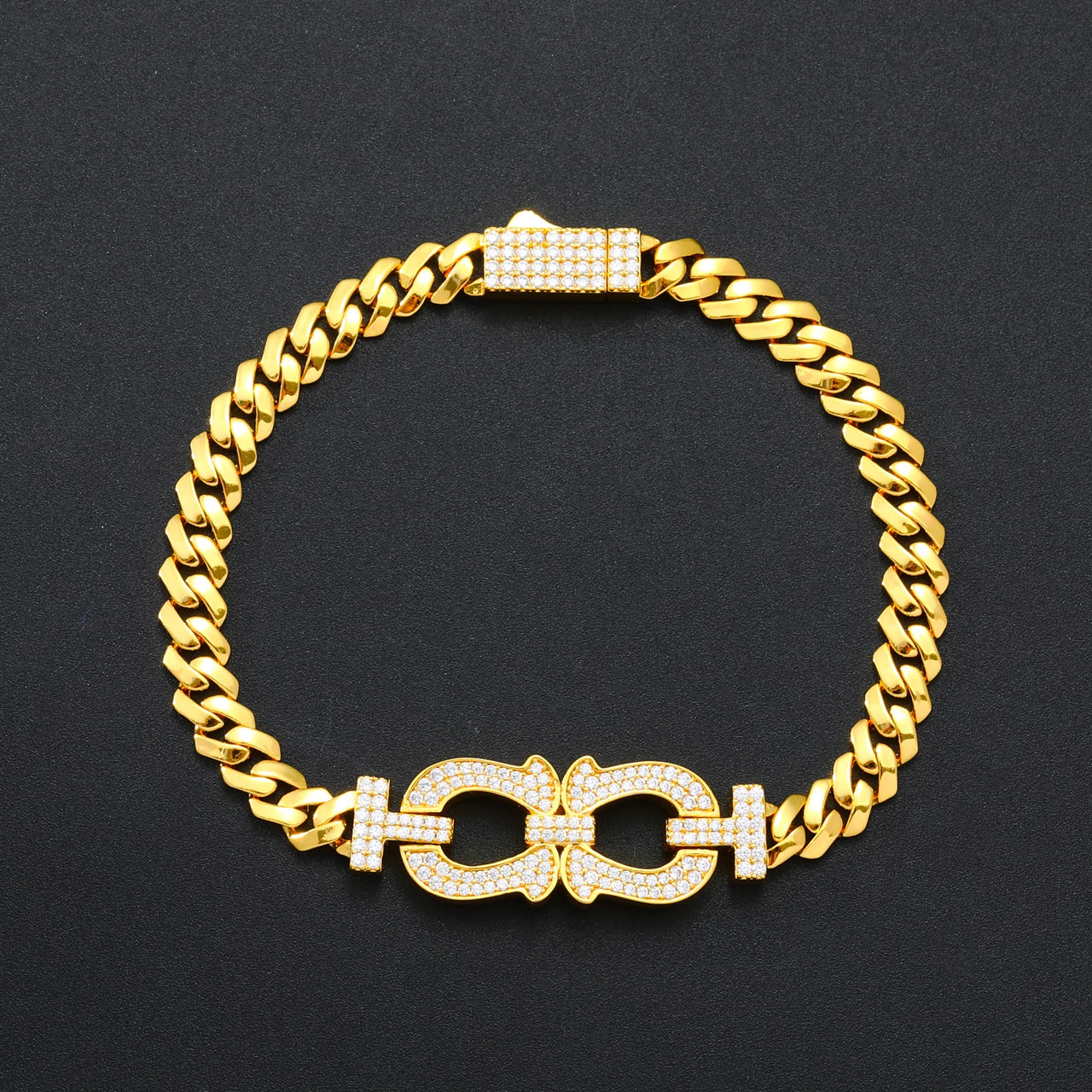 MOISSANITE DIAMOND HORSESHOE BRACELET IN STERLING SILVER