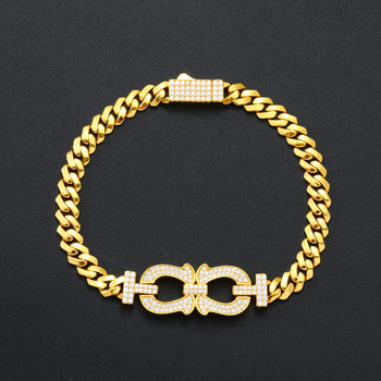 MOISSANITE DIAMOND HORSESHOE BRACELET IN STERLING SILVER