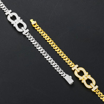 MOISSANITE DIAMOND HORSESHOE BRACELET IN STERLING SILVER