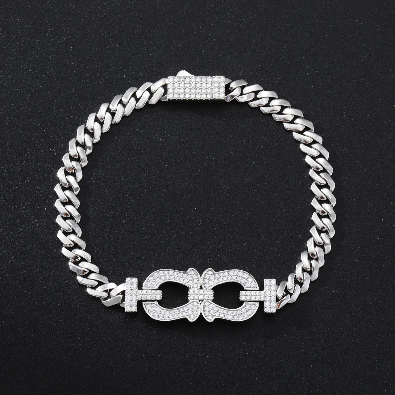 MOISSANITE DIAMOND HORSESHOE BRACELET IN STERLING SILVER
