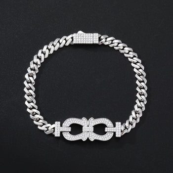 MOISSANITE DIAMOND HORSESHOE BRACELET IN STERLING SILVER