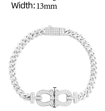 MOISSANITE DIAMOND HORSESHOE BRACELET IN STERLING SILVER