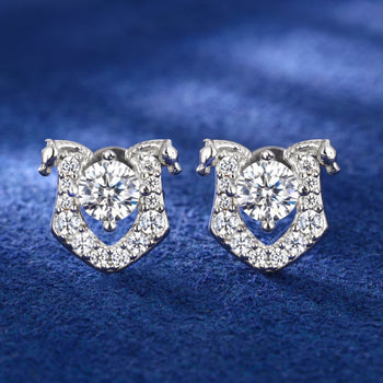 MOISSANITE DIAMOND HORSESHOE EARRINGS IN STERLING SILVER