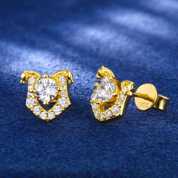 MOISSANITE DIAMOND HORSESHOE EARRINGS IN STERLING SILVER