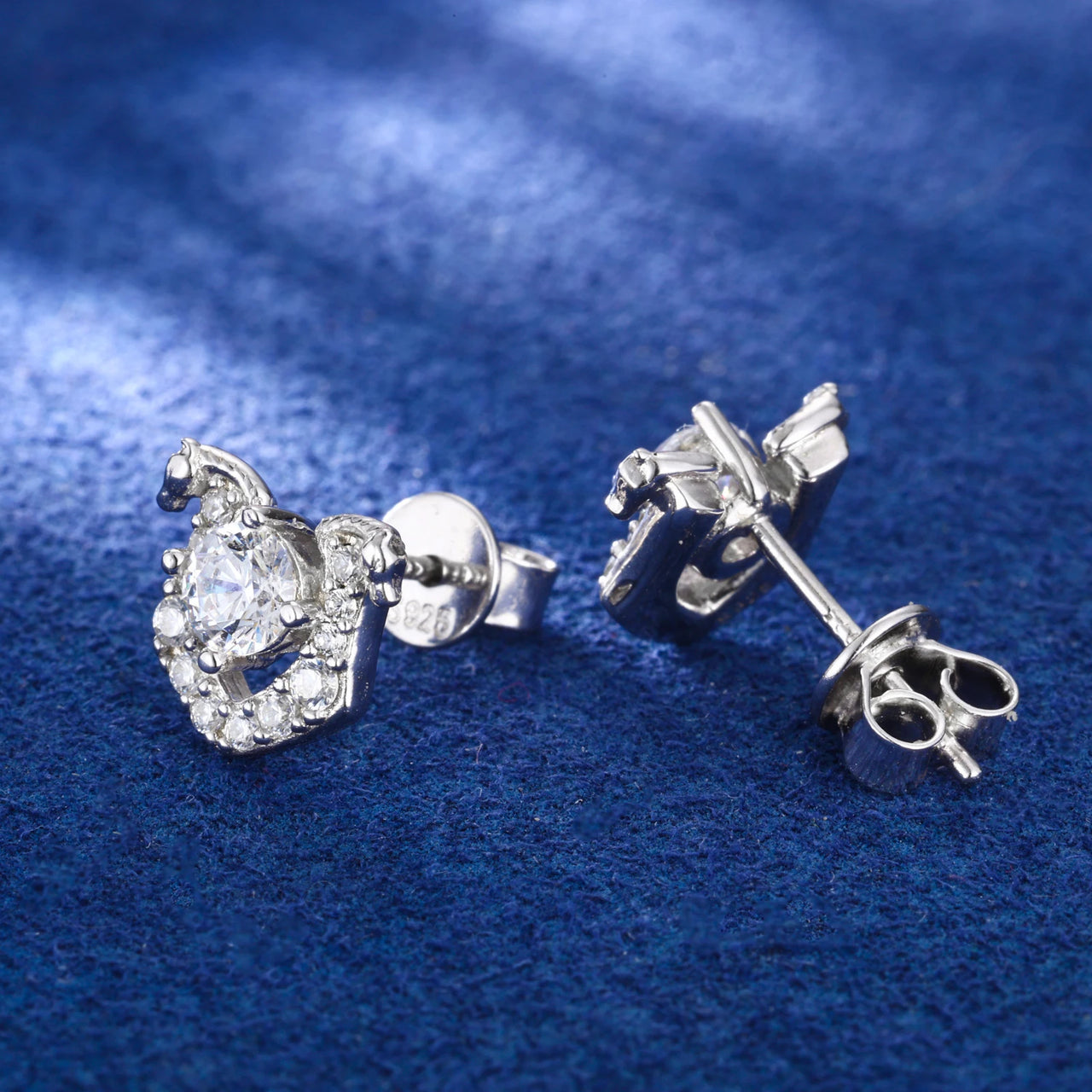 MOISSANITE DIAMOND HORSESHOE EARRINGS IN STERLING SILVER