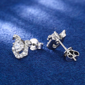 MOISSANITE DIAMOND HORSESHOE EARRINGS IN STERLING SILVER